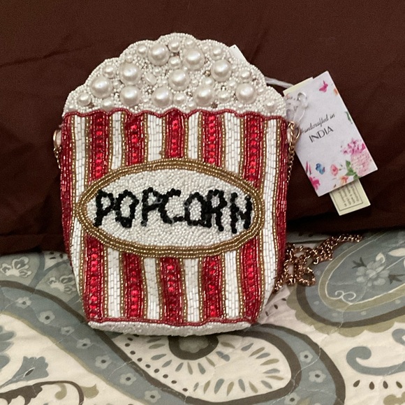 Popcorn Beaded Crossbody Bag - Red and White - Picture 1 of 1